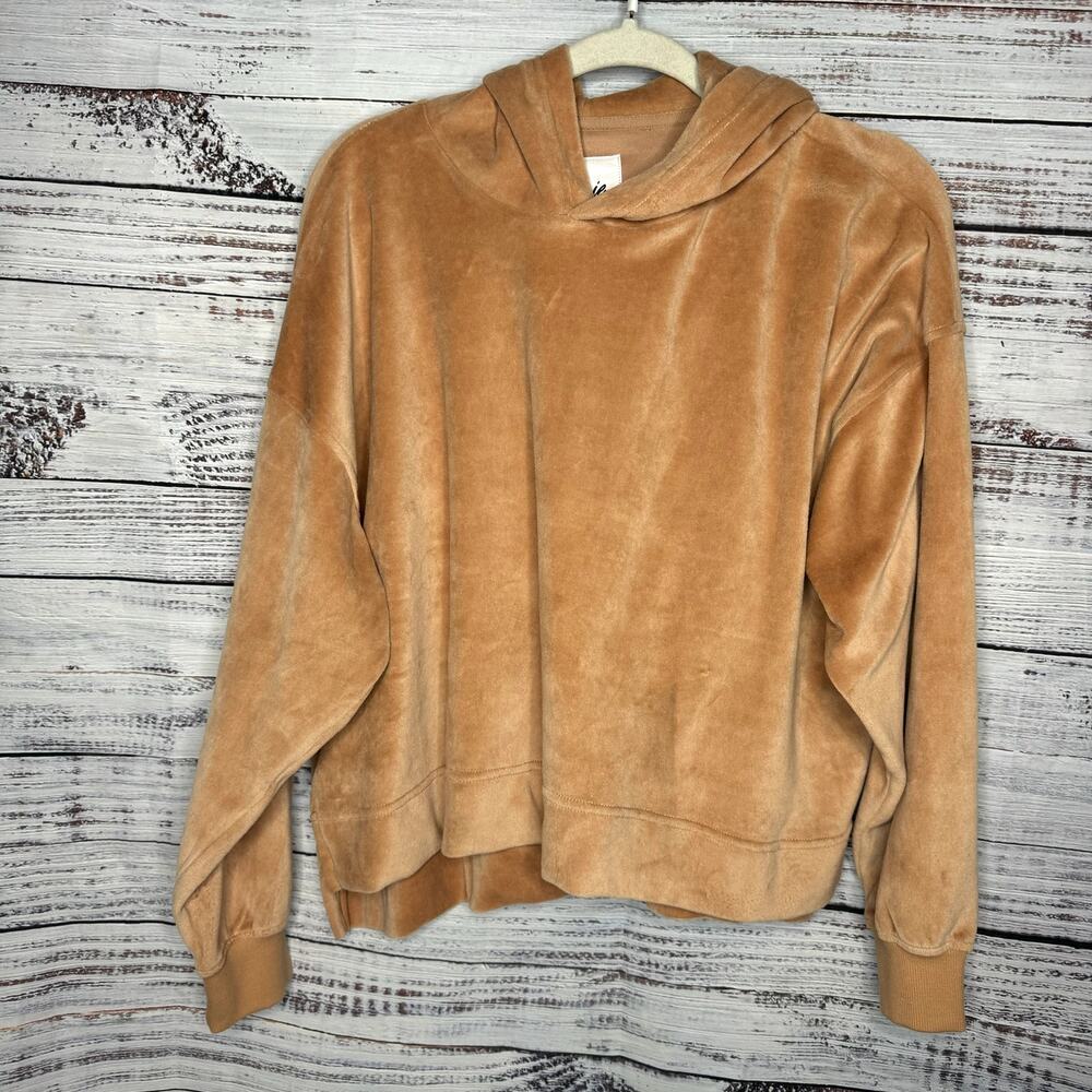 Aerie Velour Cropped Hoodie Golden Tan Size Small NWT Oversized Plush